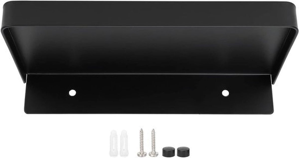 Stalen Wandplank voor Badkamer, Keuken en Slaapkamer - Drijvende Plank voor Toilet en Telefoonhouder, 7.3x9cm (Zwart)