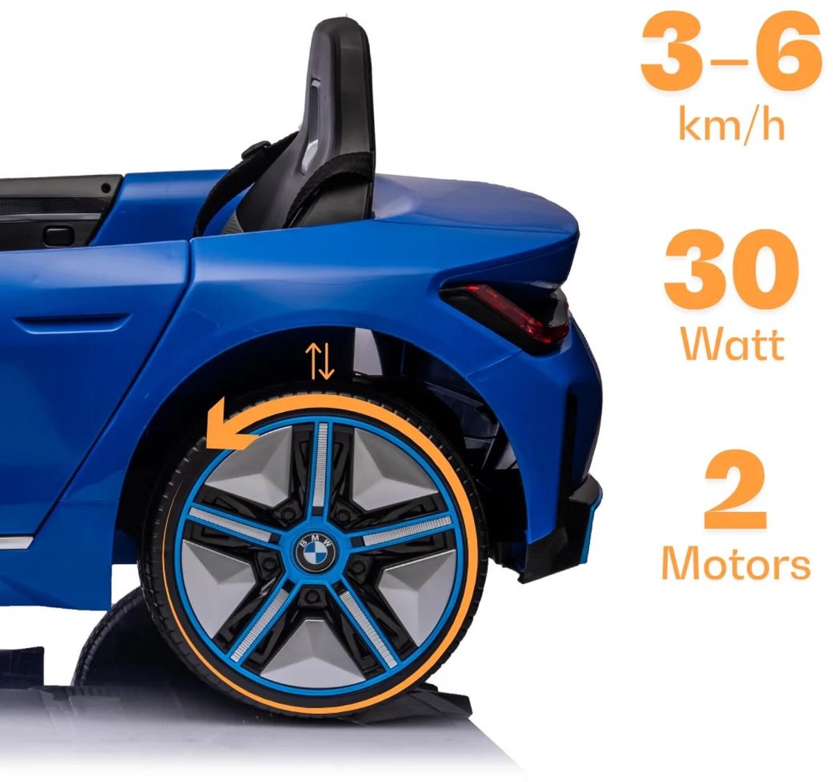 BMW i4 Full Option Elektrische Kinderauto 1 tot 6 jaar – Officieel Gelicentieerd Accuvoertuig met Lederen Zitje, Schokdempers & Bluetooth – 12V Kinderauto met Afstandsbediening, Werkende Deuren & Soft-Start – Blauw — afbeelding 11