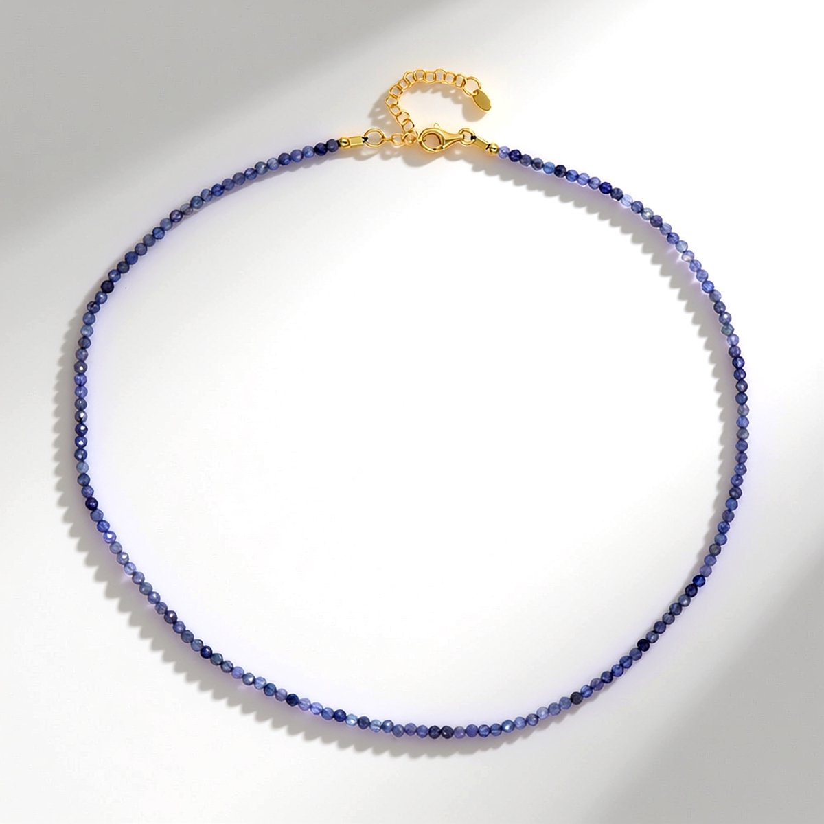 Cavill - Zilveren Verstelbare Ketting - 925 Sterling Zilver Verguld - 27,82 ct Paarse Tanzaniet Kralen - Luxe en Elegante Sieraad