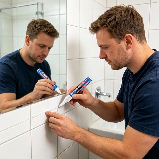 Voegenstift - Tegel reparatie pen - Badkamer opfrissen - Waterdichte formule - 20g - Wit — afbeelding 5