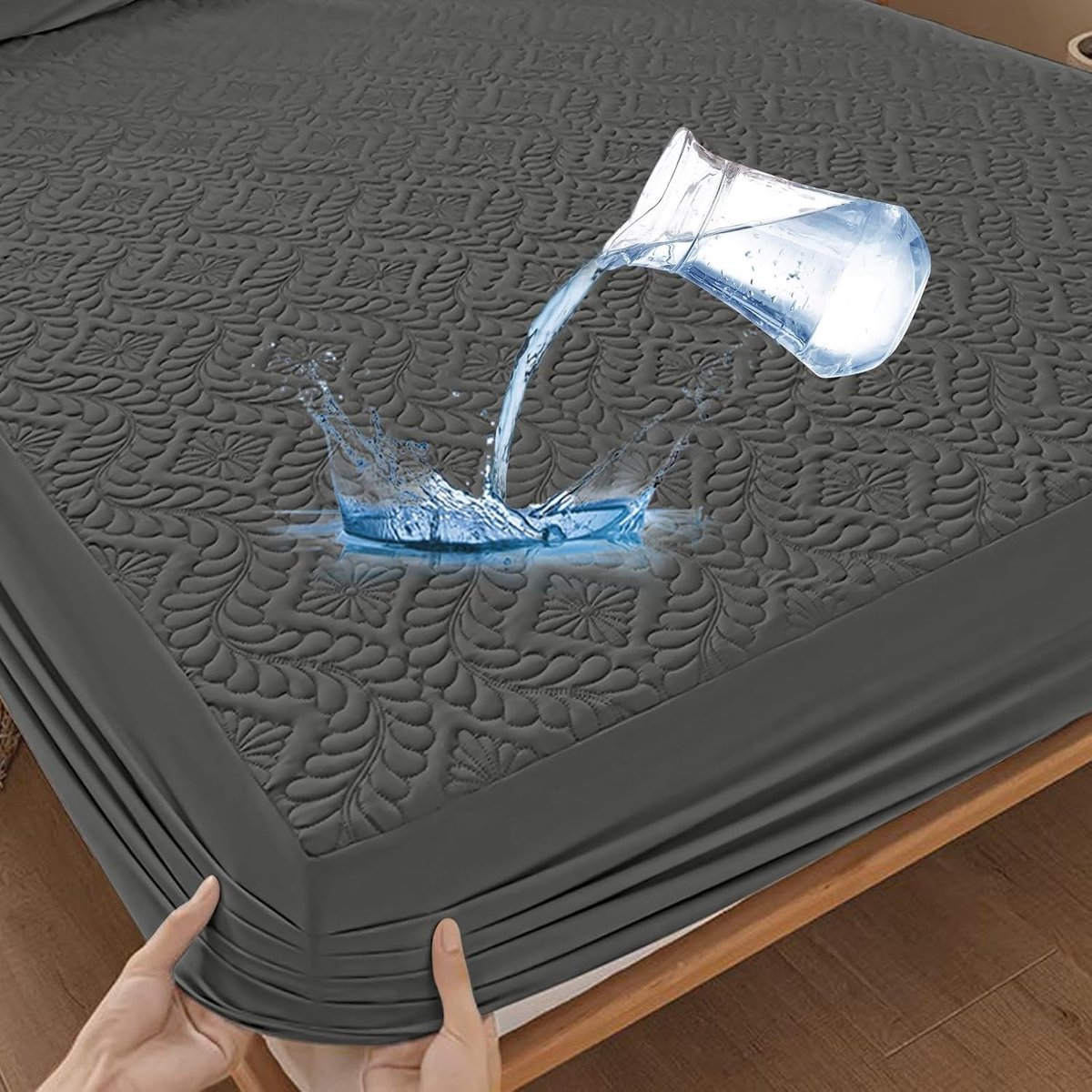 SnelShoppen - Premium Waterdichte Matrasbeschermer 120 x 200 cm - Luxe Hoeslaken met 3D-patroon - Ademend en Geschikt voor Matrassen tot 30 cm Hoogte