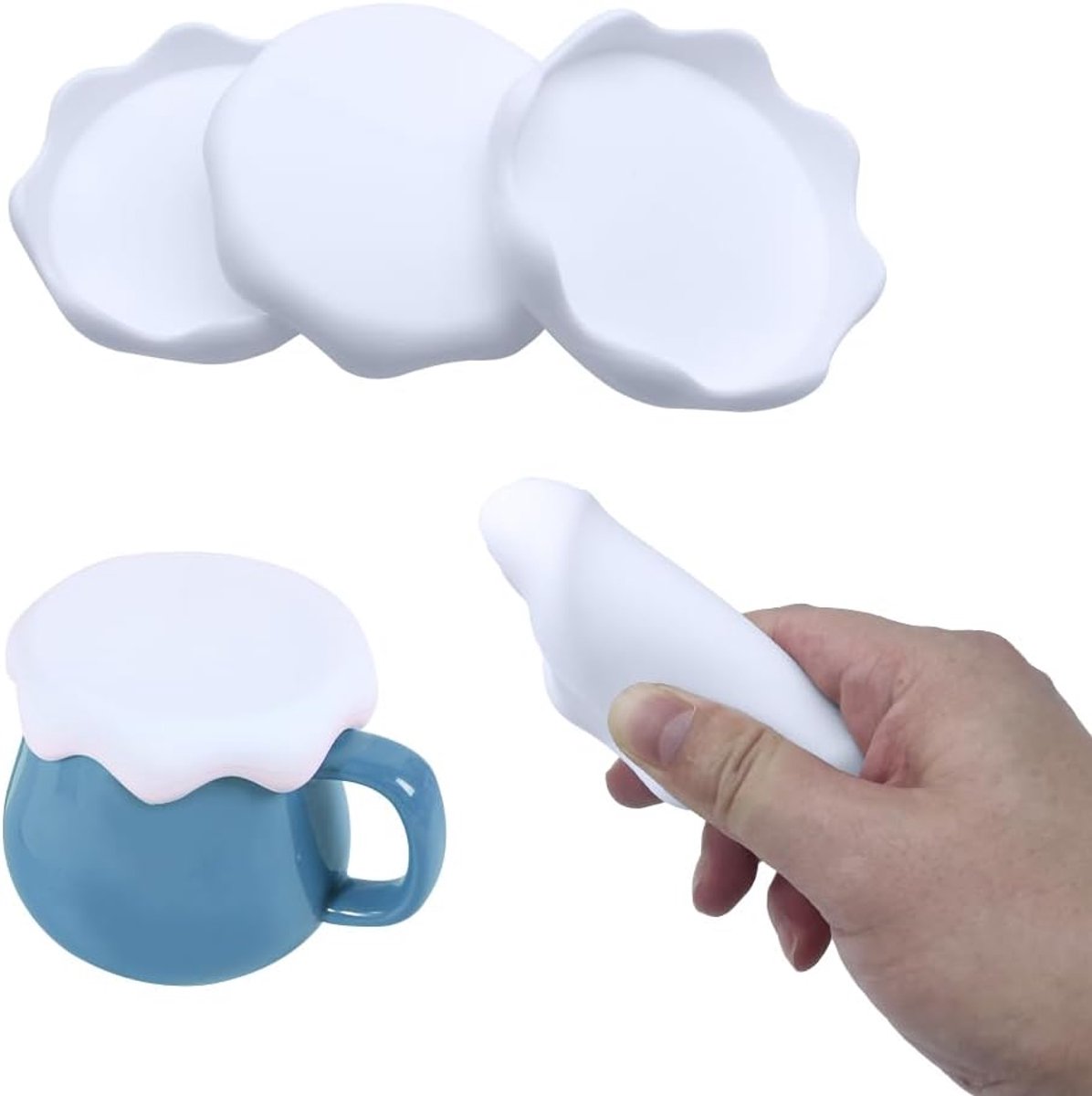 4 stuks- siliconen deksel-siliconen deksel rekbaar-silicone deksels-siliconen deksels voor drinkglazen-siliconen deksels vershoud-Herbruikbare lekvrije koffiebekerdeksels-siliconen glazen afdekkingen-Voor kopjes, glazen, mokken, koffie
