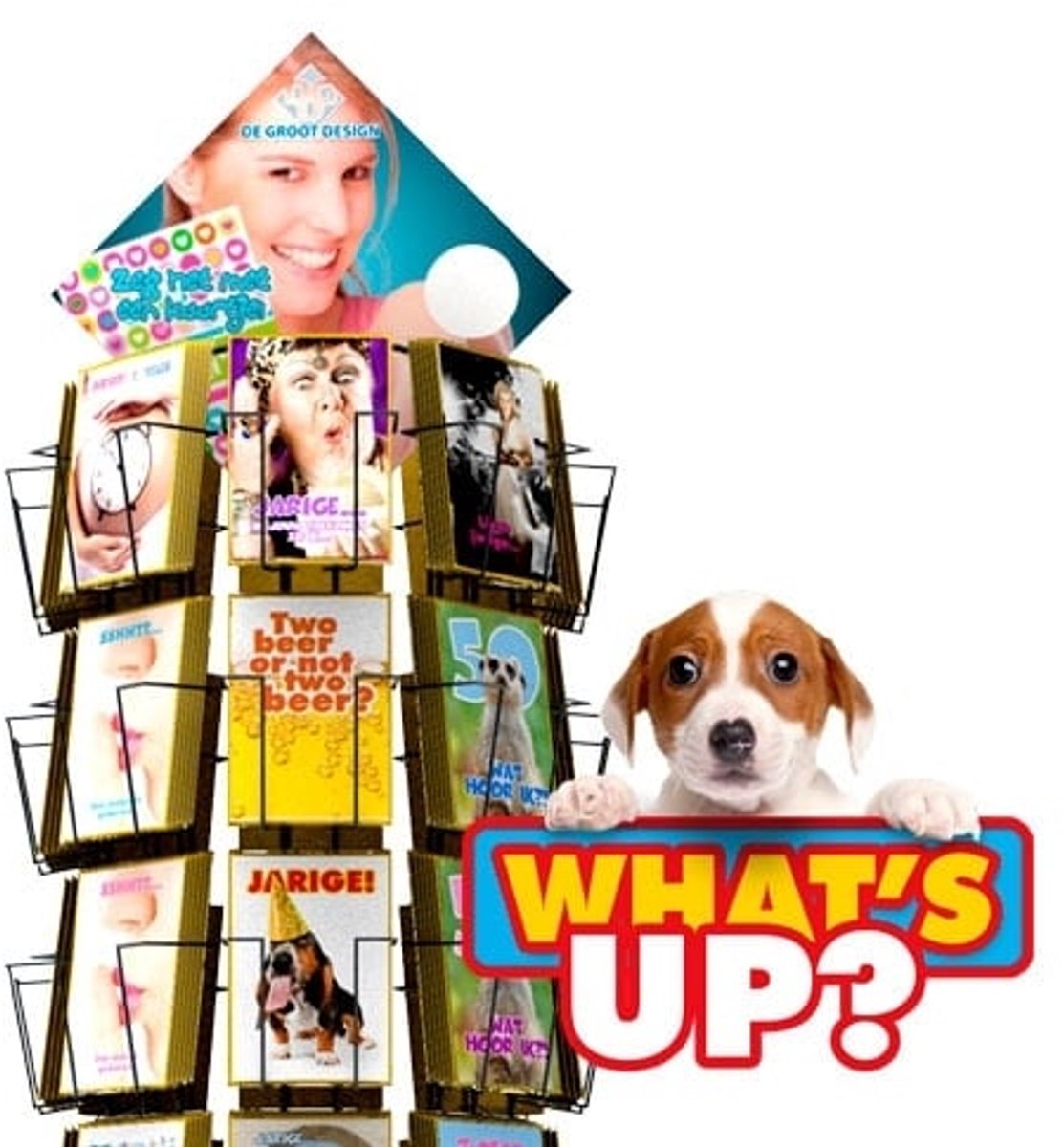 What`s Up 11x17cm complete serie inclusief display in bruikleen, topkaart en backcards