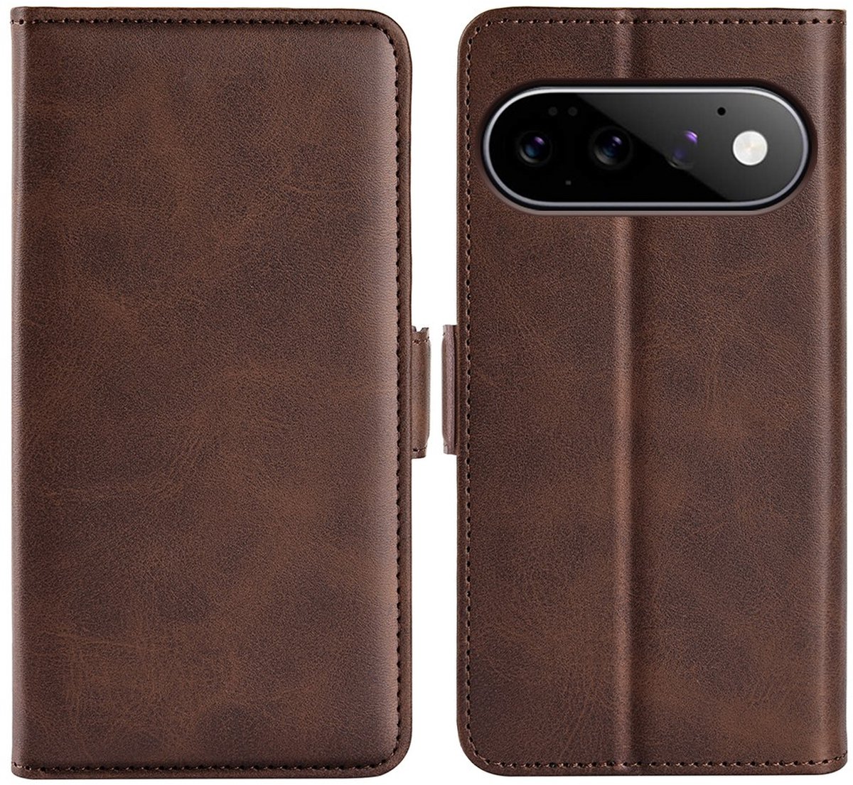 MobyDefend Hoesje - Geschikt voor Google Pixel 11 Pro - Luxe Wallet Book Case (Sluiting Zijkant) - Bruin