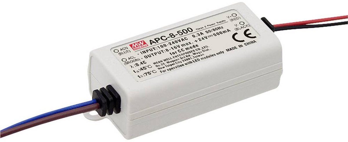 MEAN WELL APC-8-500 LED-driver Constante stroomsterkte 8 W Niet dimbaar, Overbelastingsbescherming 1 stuk(s)