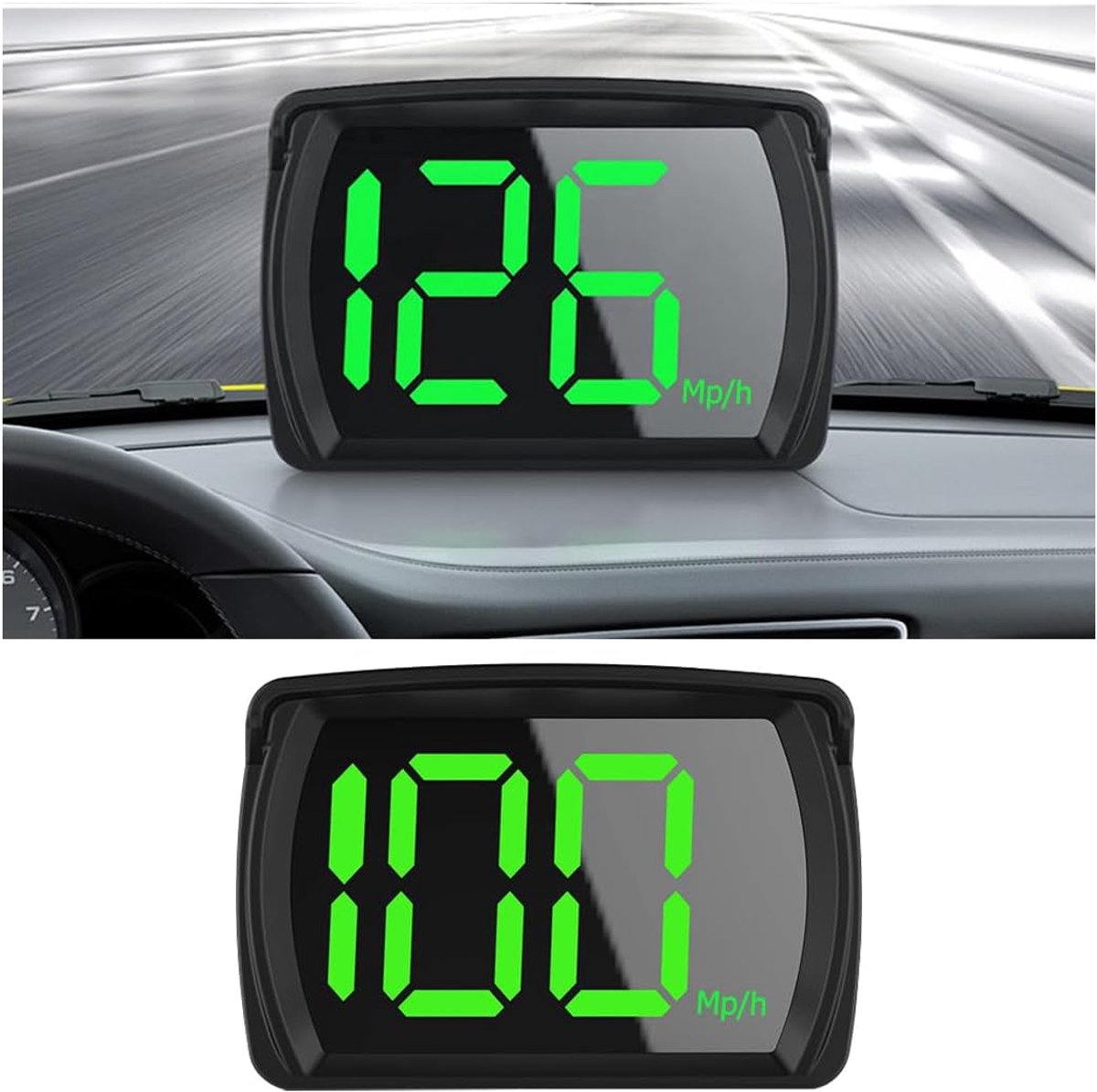 SnelShoppen - GPS Snelheidsmeter met LED Groot Lettertype Display, Digitale Head-Up Display MPH voor Auto, Motor, Fiets en Vrachtwagen, Universeel, Pe