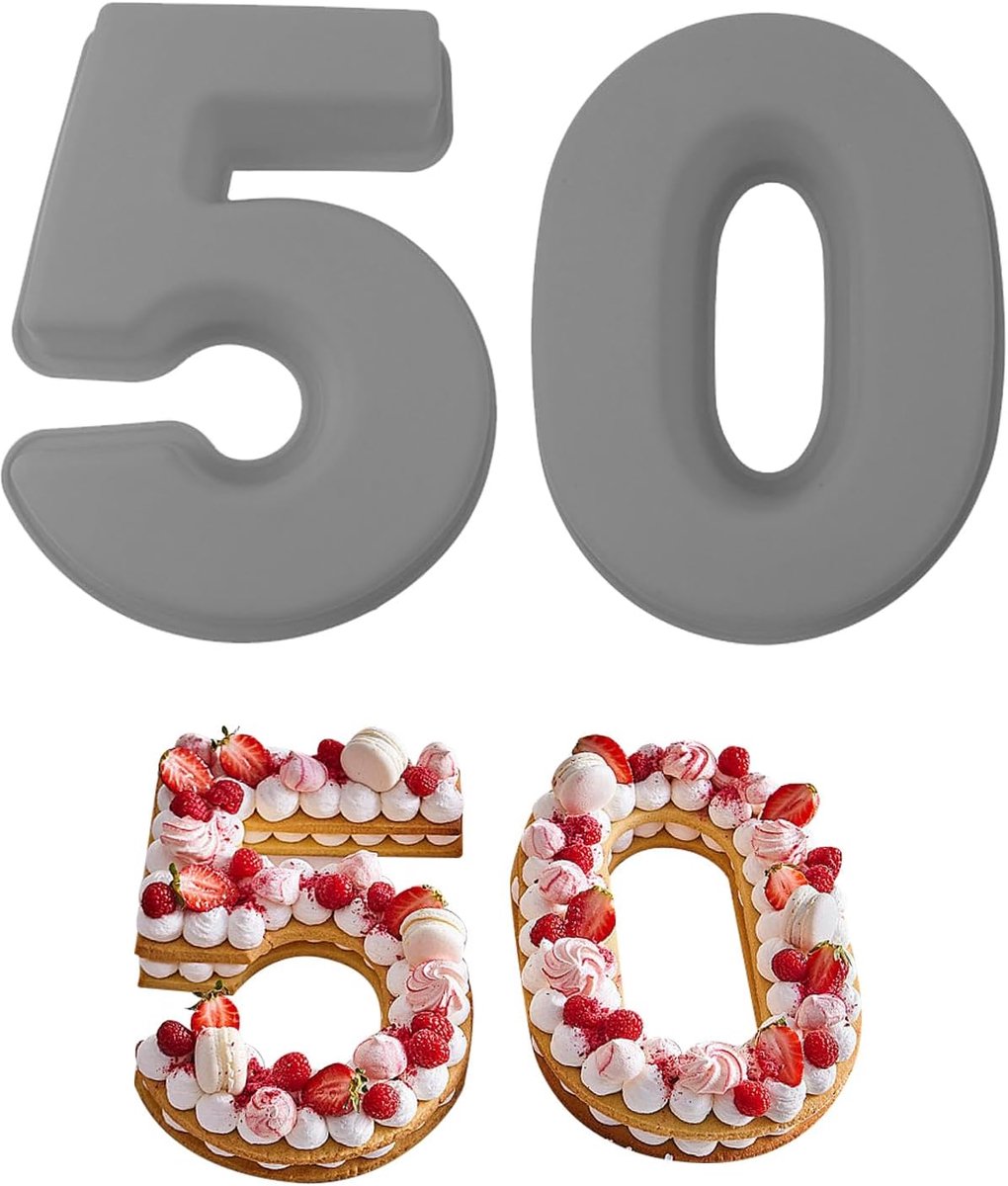 2pcs THICKEN 50 Silicone Numbers Big Birthday 25cm/10 Inch Number Shape Baking Mold for DIY Extra Large Birthday Cake - ShopVlot