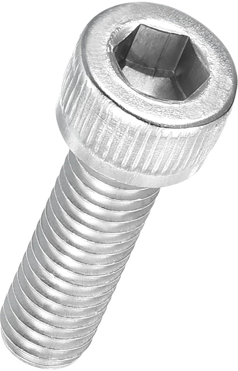 SnelShoppen - M6-1 x 20 mm Inbus Schroeven, Verzonken, Volledige Draad, RVS 304, 20 Stuks, Voor Elektrische Motor 3D Printer, Zilver