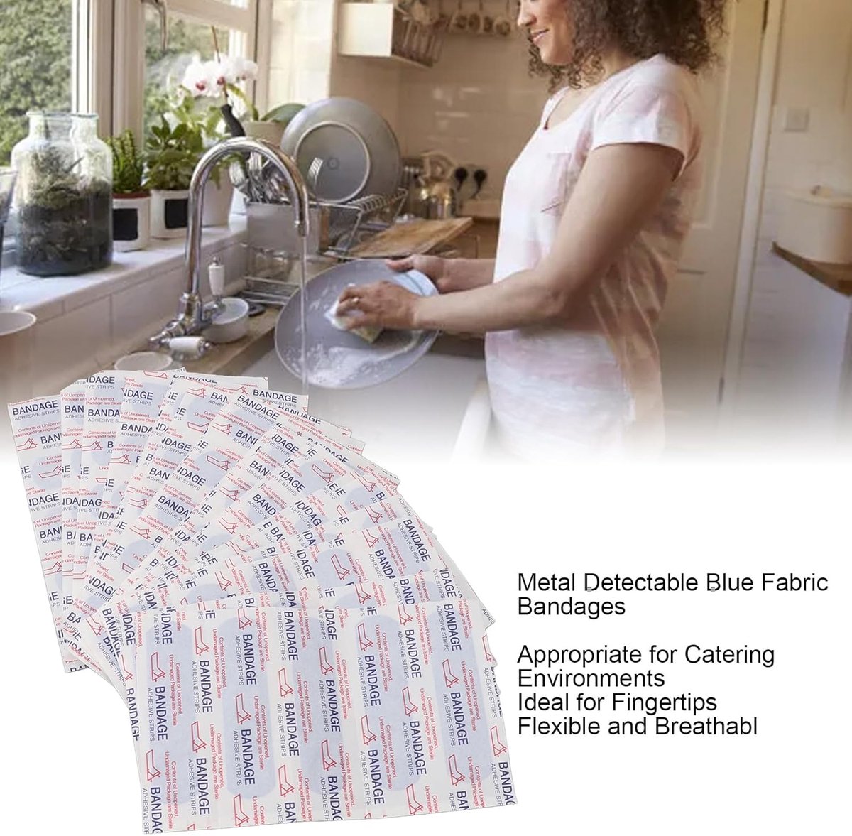 SnelShoppen - Detecteerbare Restauratiepleisters 100 Stuks Blauwe Stoffen Zelfklevende Bandages Waterdicht Hoge Zichtbaarheid Voor Voedingsindustrie