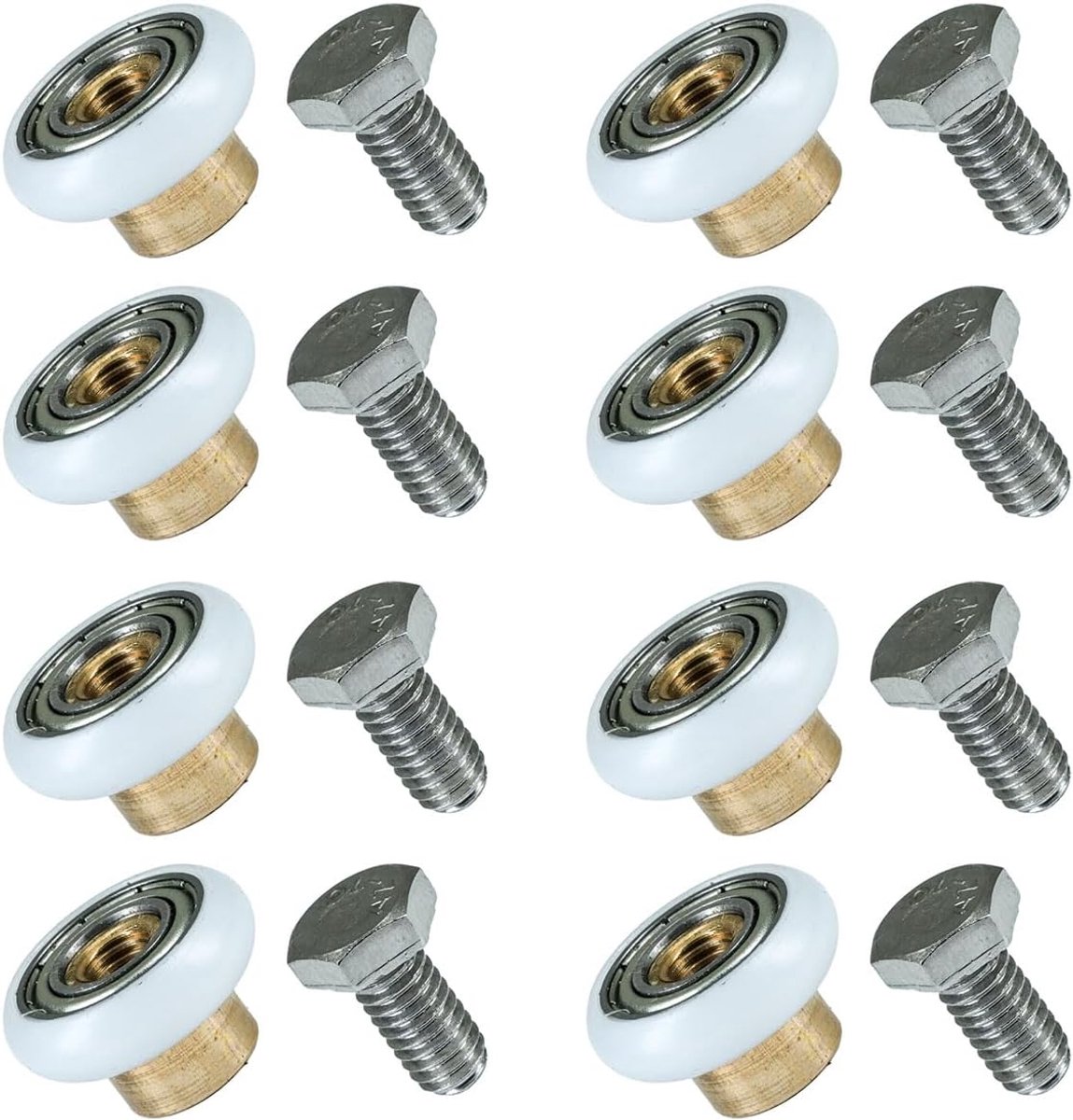 SnelShoppen - Set van 8 RVS Douchedeur Rollen 19 mm Vervangwielen voor Schuifdeuren en Douchecabines - Stil en Duurzaam - Hoogwaardige POM Wielen