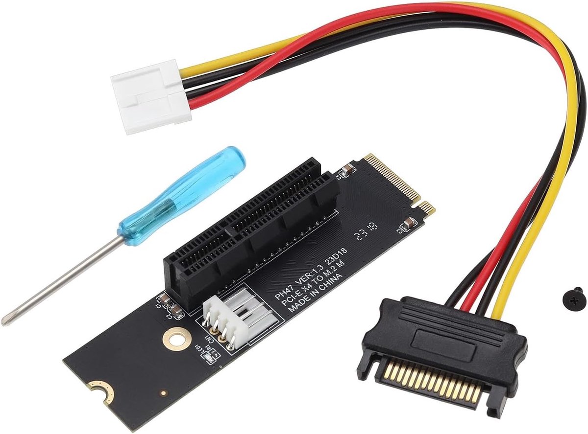 SnelShoppen - M.2 NGFF naar PCI-E X4 Slot Riser Kaart Adapter voor 2260/2280 SSD met SATA Voedingskabel, Compatibel met Windows, Linux en MAC, Ideaal