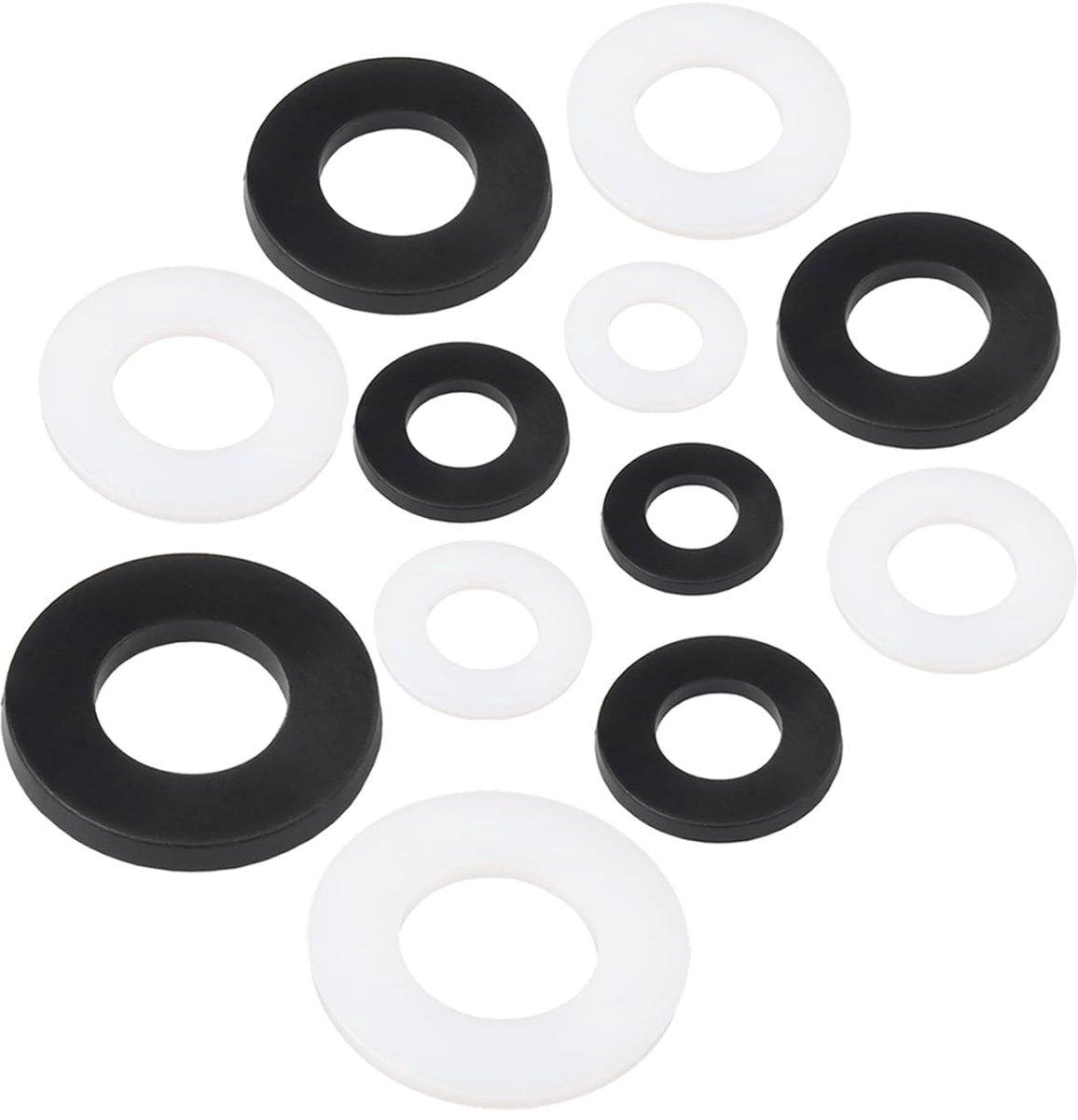 Rubber Washers Pack of 110 12/15/18.5/24/30/40mm Flat Washer, 6 Sizes, Rubber Spacers, Hydraulic Seals for Fixture - ShopVlot