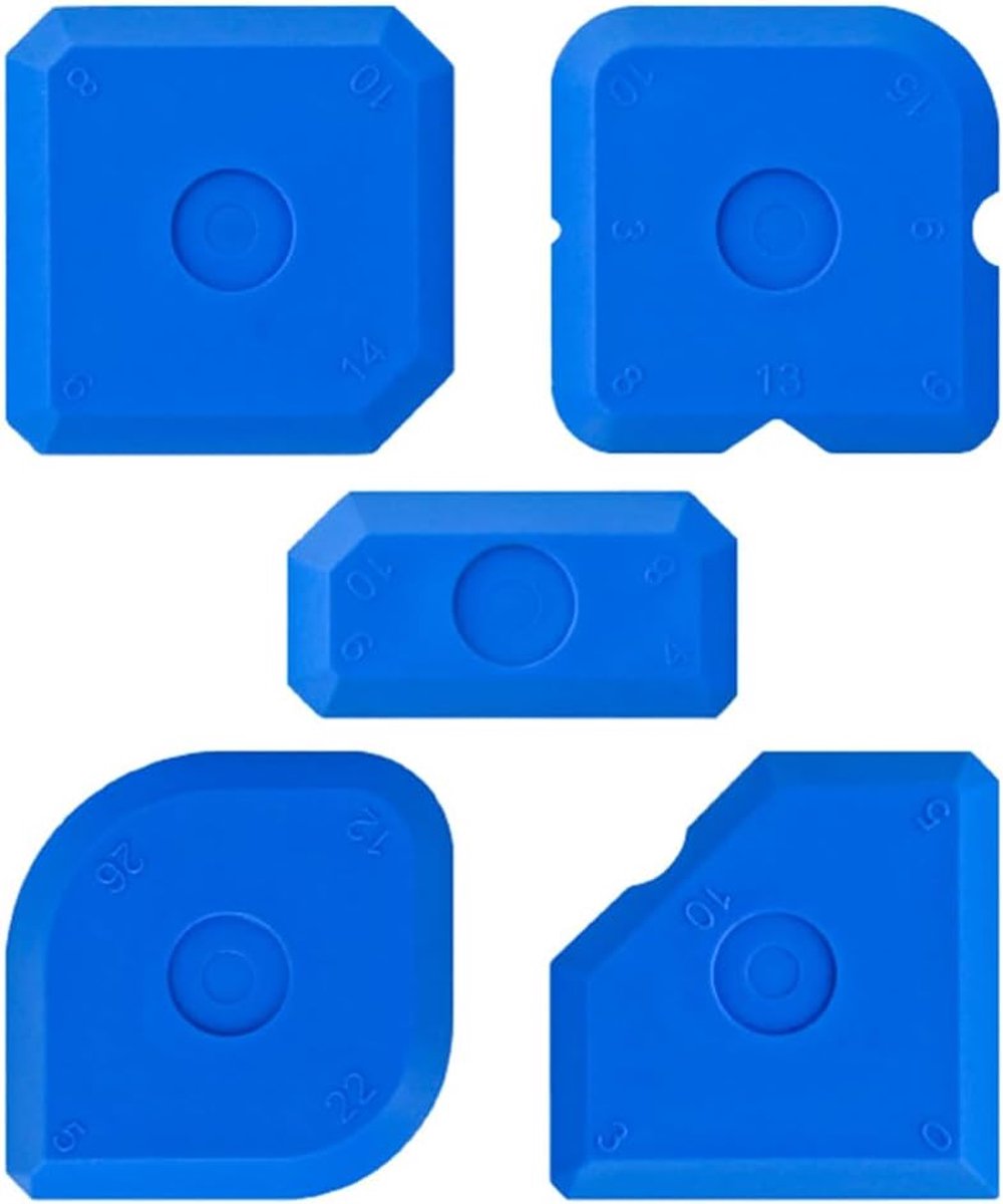 SnelShoppen - 5-delige kit voor afdichtmiddel afwerkingsgereedschap - Blauwe applicator voor silicone en acryl - Perfecte afwerking zonder rafels - Id
