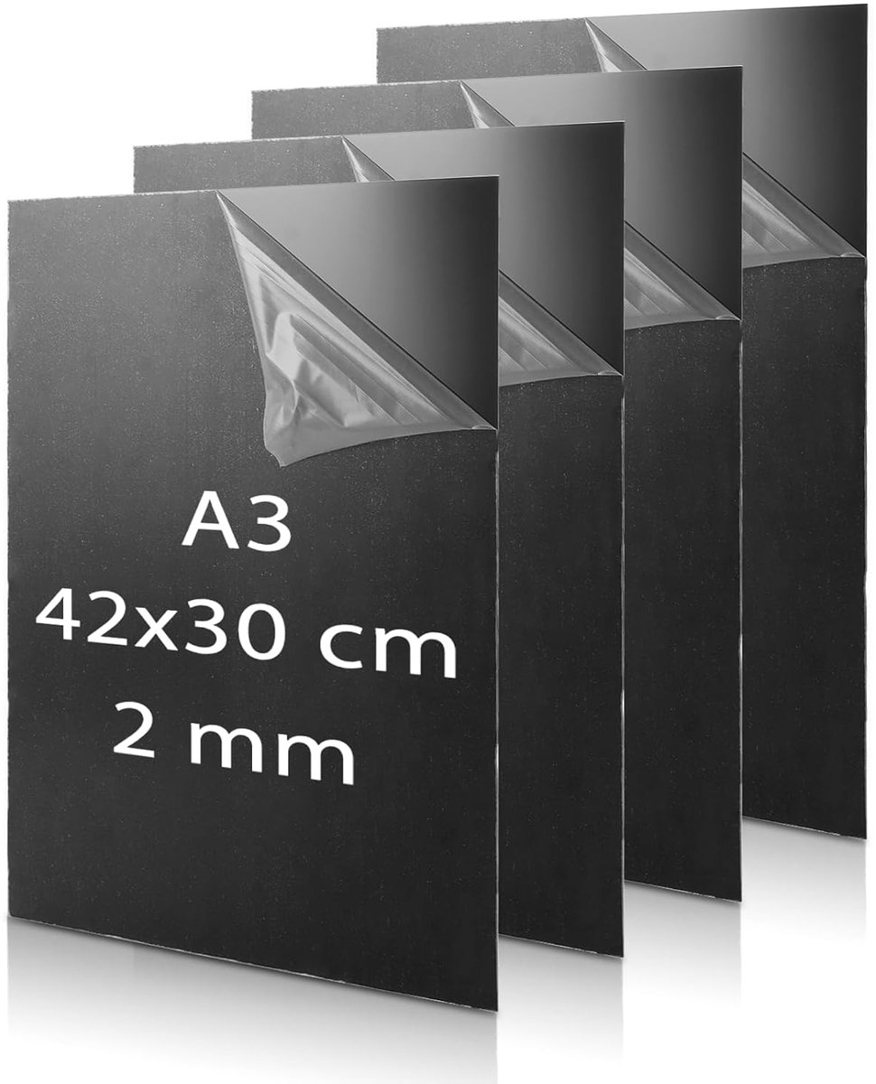 SnelShoppen - Acrylplaat 2 mm A3 Kunststof Plaat 42 x 30 cm PVC Plaat 2 mm Vierkant Robuuste Zwarte Kunststof Plaat voor Schilderen, Klussen, Projecte