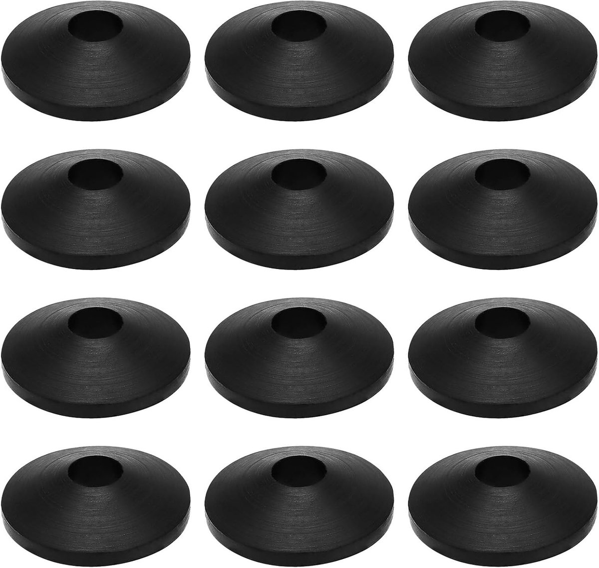 SnelShoppen - 12 Stuks Vaste Toiletzitting Pads - Antislip Zwarte Rubber Dichtingen en Ringen - Duurzaam en Vervangbaar - 27x7 mm