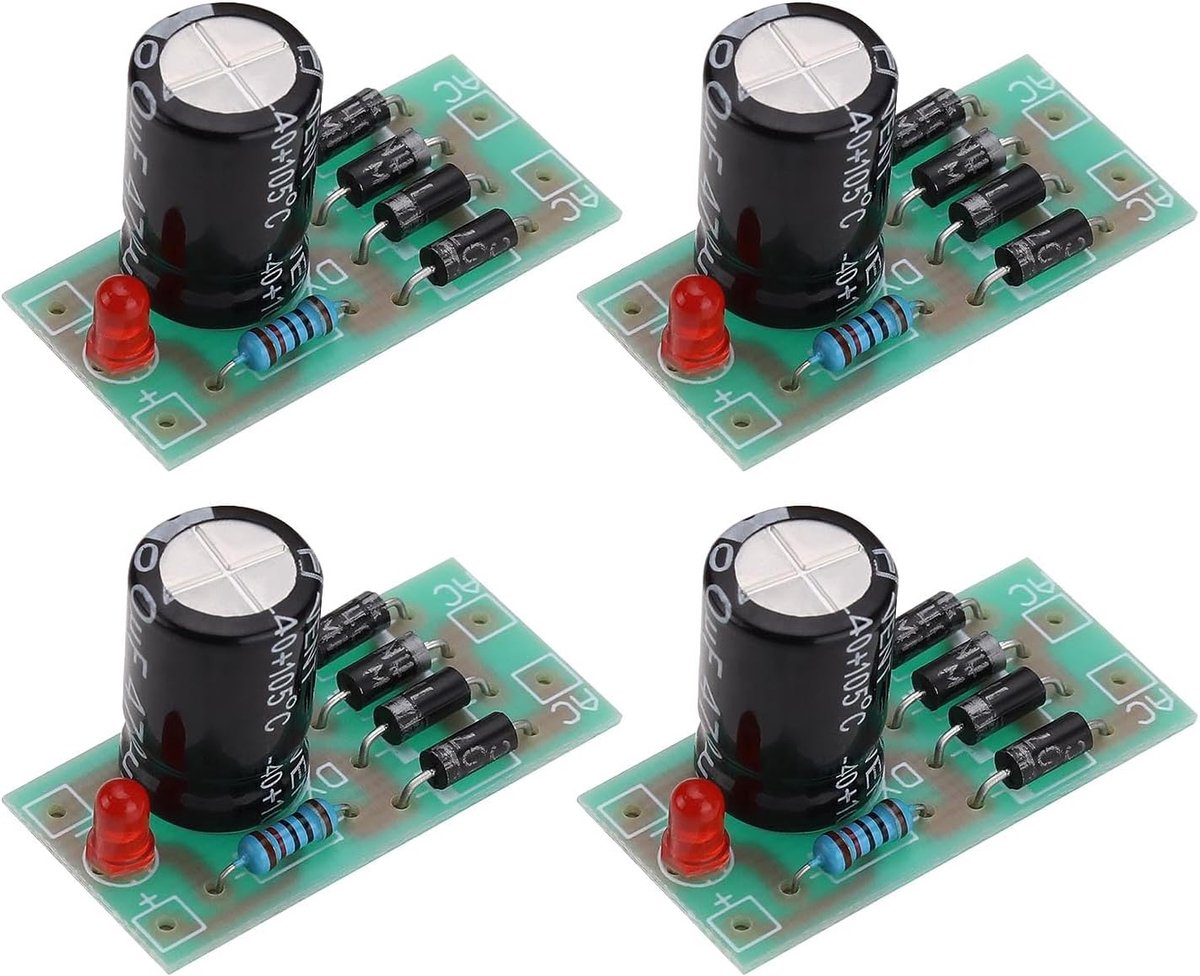 AC naar DC converter 12V - 4 stuks - Volledige brug gelijkrichter - Geschikt voor modeltreinen en LED-verlichting - ShopVlot