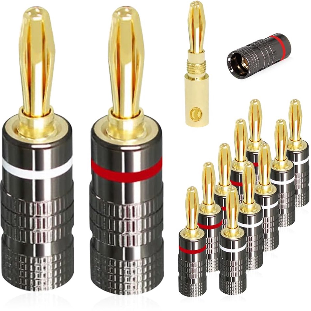 Banana plugs 12pcs - 24K verguld - robuust en duurzaam - perfect voor hi-fi audio - SnelShoppen