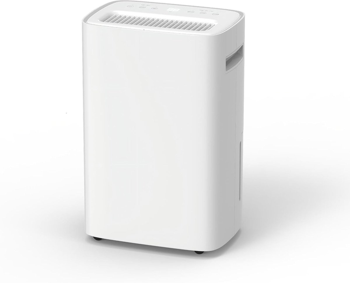 Luchtontvochtiger - Wit - Geschikt voor ruimtes tot 50 m² - Elektrische ontvochtiger met digitaal display - Voor een gezonder binnenklimaat
