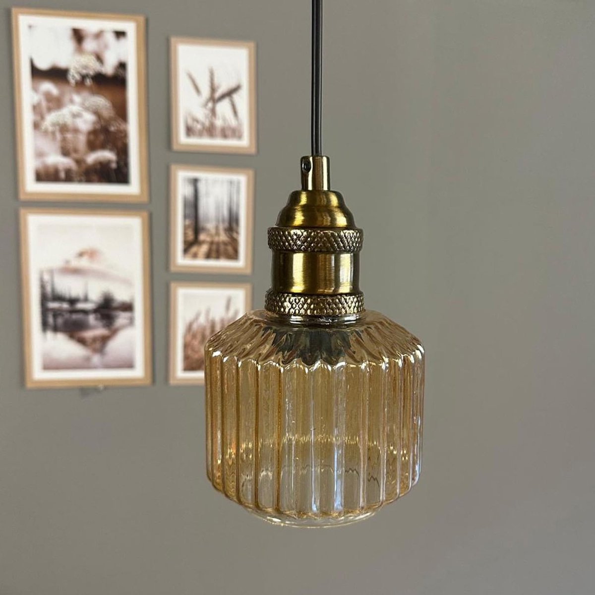 Bamyum Jerno hanglamp Ø11 cm, hanglamp vintage, industrieel van metaal en glas E27, woonkamerlamp hangend, eettafel, keukenlamp