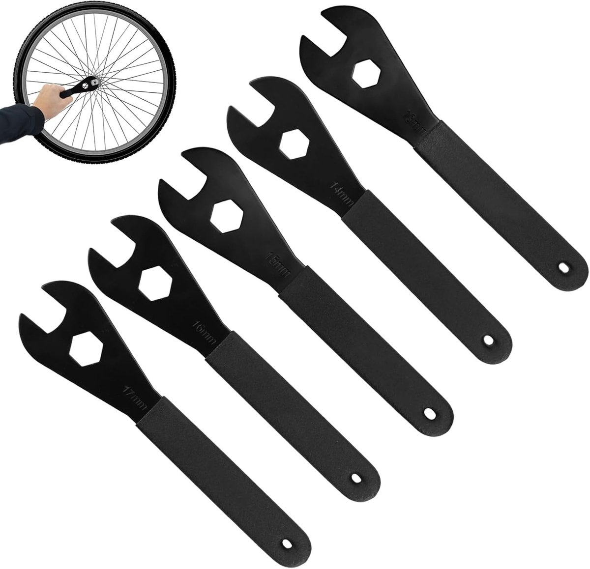Complete Set Conetang voor Fietsen - 13/14/15/16/17mm - Duurzaam Carbon Staal, Perfect voor Naven en Onderhoud