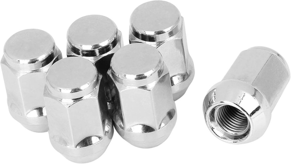 SnelShoppen - 6 Stuks M12 x 1.25 Chroom Bolvormige Moeren Voor Auto Wielen, Hoogwaardige Staal, 60 Graden Conus, Sluiting, Duurzaam, Vervangonderdeel