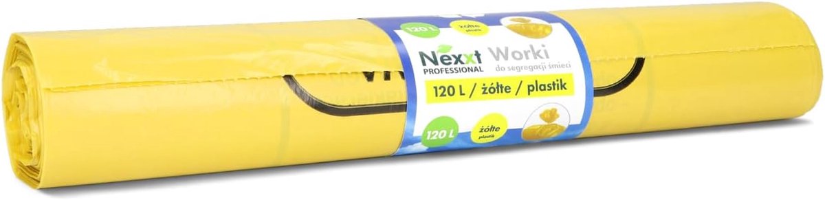 SnelShoppen - 20 Stuks Gele Afvalzakken - Extra Sterke, Scheurbestendige Vuilniszakken - 120 Liter - 70 x 105 cm - Milieuvriendelijk Gerecycled Materi