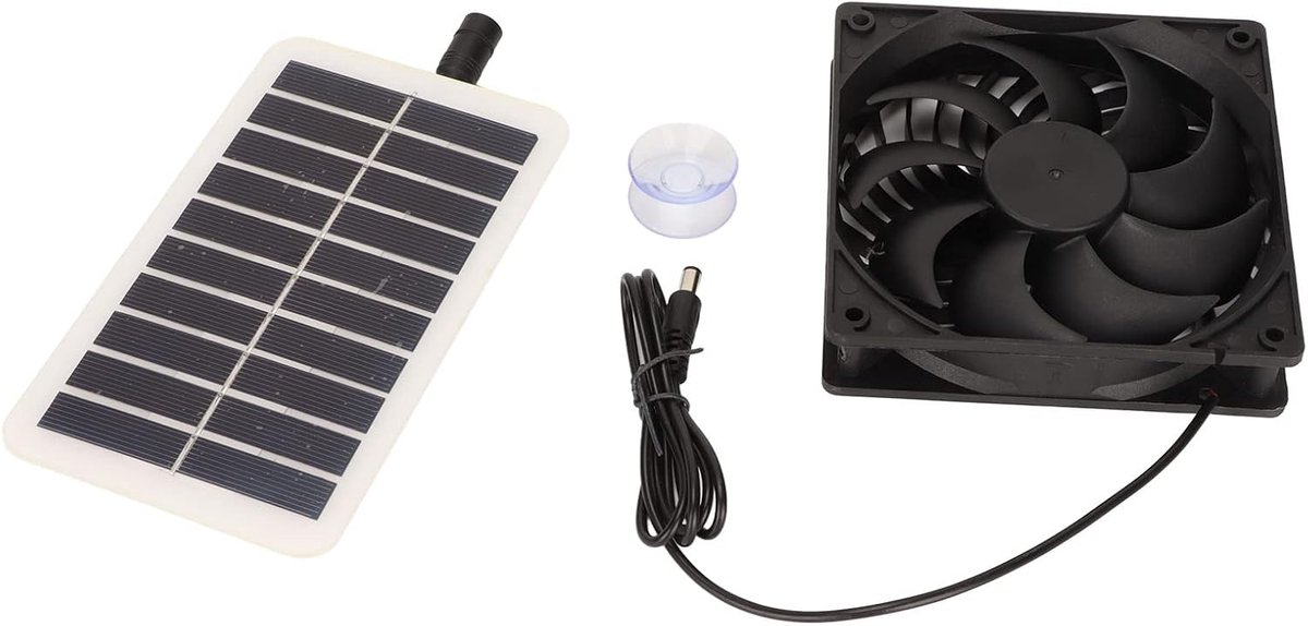 SnelShoppen - Zonne-energie Paneel Uitlaatventilator, 3W 5V Zonne-aangedreven Lucht Extractor, Energiebesparende Draagbare Mini Ventilator voor Huisdi