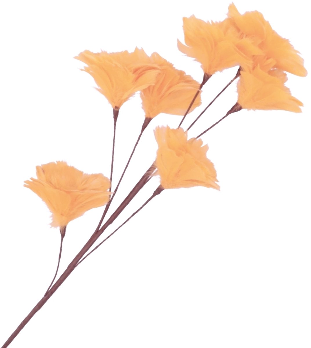 Kunstbloemen Feather – 12 Takken – Oranje – 95 cm – Decoratieve Verenbloemen
