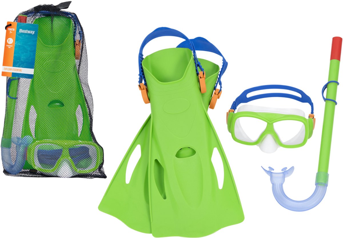 Duikset Masker Snorkelvinnen Groen Bestway 25019 - UNI
