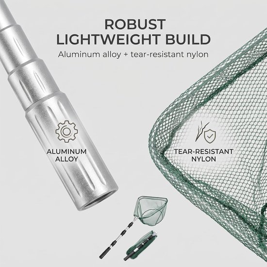 SnelShoppen - Opvouwbaar Visnet 125 cm - Telescopisch Schepnet - Duurzaam Nylon - Lichtgewicht Aluminium - Ideaal voor Forel, Beeken, Meren, Vijvers e van Snelshoppen — afbeelding 5