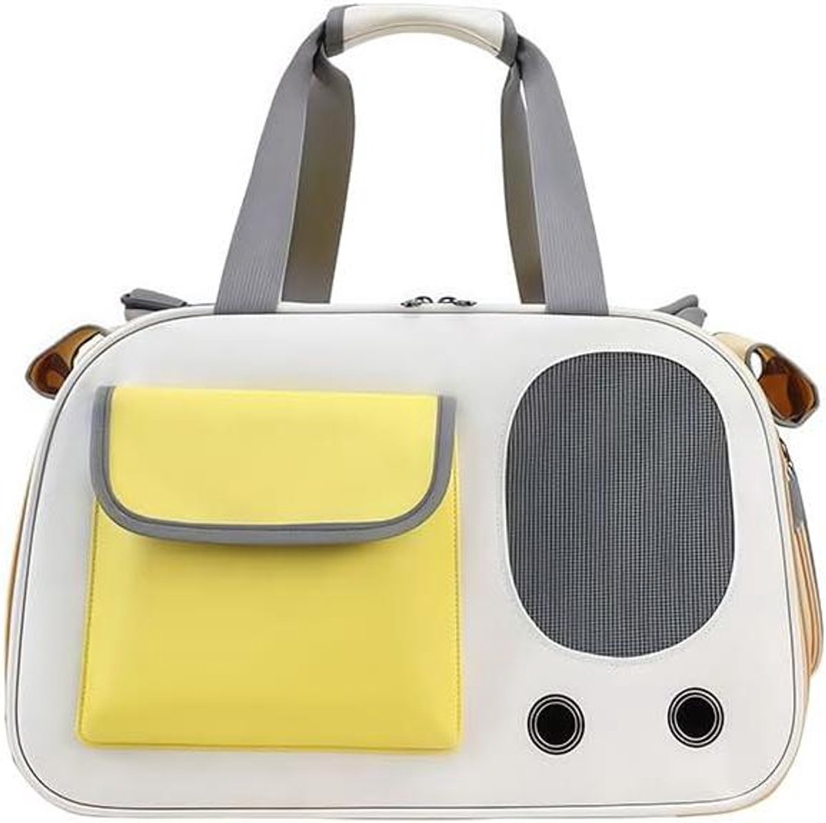 Huisdier Reistas - Draagtas Hond Kat - Reizen met Huisdier - Vormvast Stalen Frame - Tot 5 kg - Beige/Geel