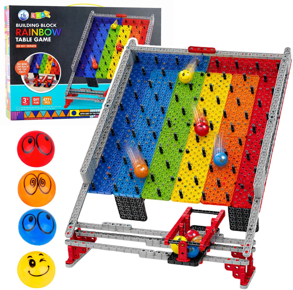 Rainbow Board Blocks Ball Track Slide Ball Catching Game 477 stuks.