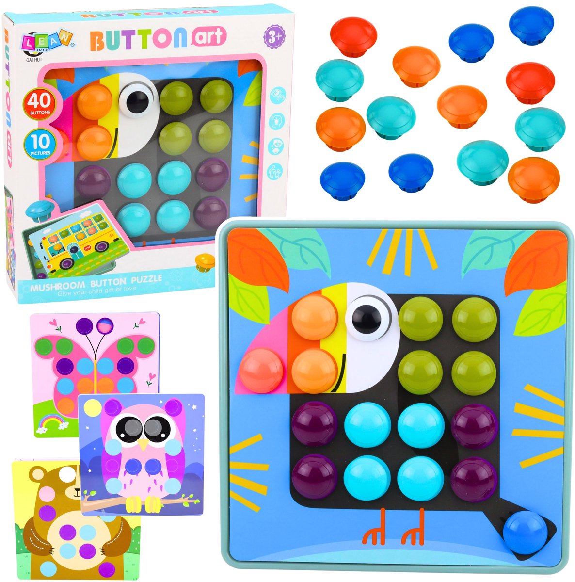 Creatieve geometrische puzzel mozaïek educatieve puzzel paddestoelen 53 stuks.