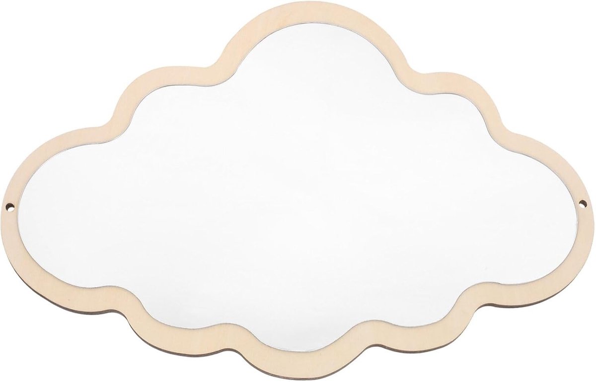 Houten Spiegels voor Kinderen met Wolkenmotief | Decoratieve Wandspiegel voor Makeup en Cosmetica | Perfecte Kerstcadeaus en Badkamerdecoratie