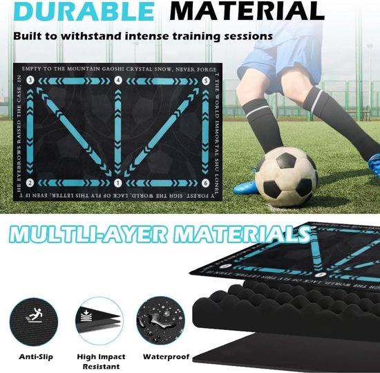 Voetbalmat Set - Trainingsmat Voetbal - Balcontrole Oefenen - Antislip Materiaal - 60 x 90 cm - Navy Blauw — afbeelding 3