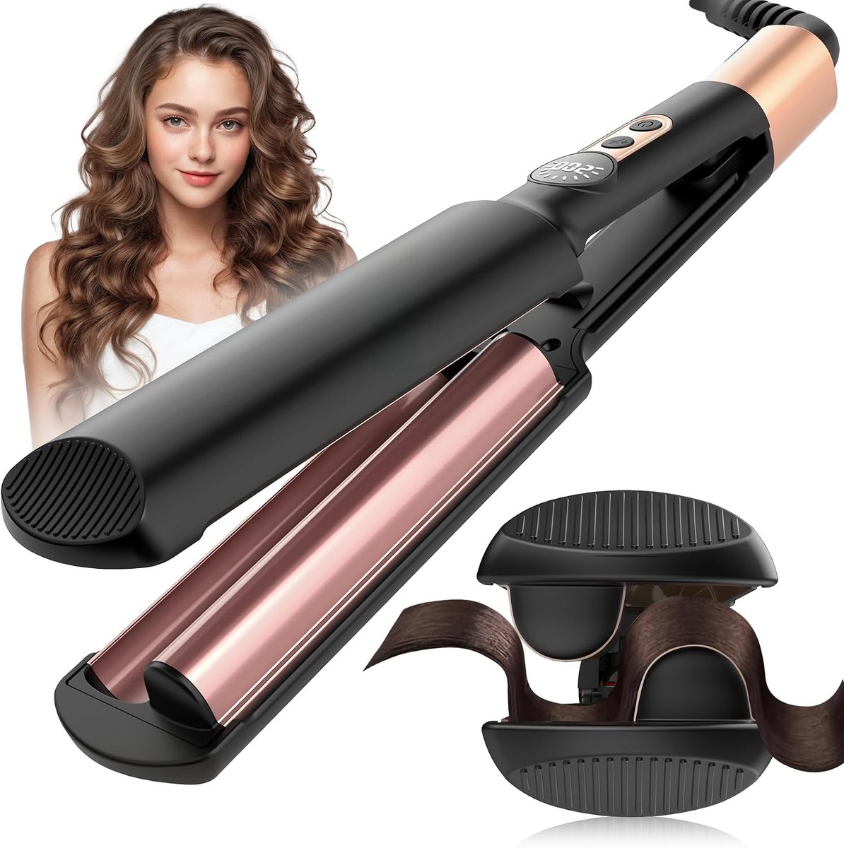 20 mm krultang, mini-krultang voor kleine krullen, 5 instelbare temperaturen, brandwondenbescherming, geschikt voor beginners – krultang voor lang en kort haar, golfstyler.