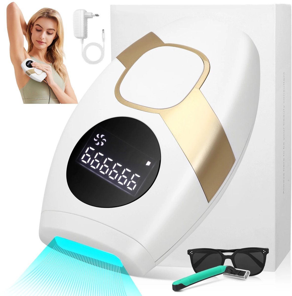 Seth Select IPL Ontharingsapparaat – Pijnloze Lichtontharing met 5 Energieniveaus – Handmatige & Automatische Modus voor Gezicht, Benen, Oksels, Bikini en Lichaam
