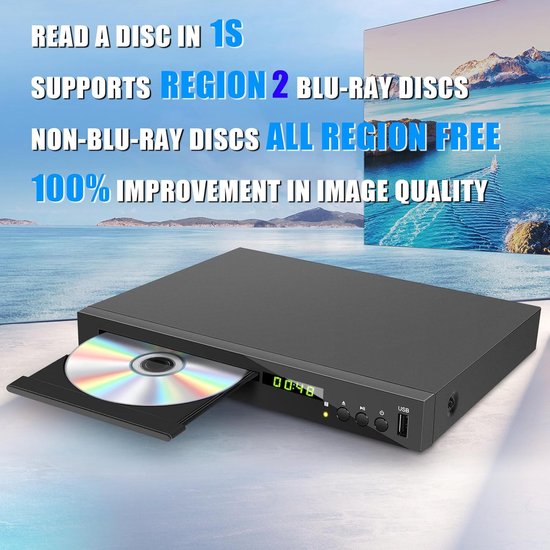 Blu-ray DVD-speler - Mediastation - Filmavond Thuis - Regiovrij DVD - 1080P HD - Zwart — afbeelding 2