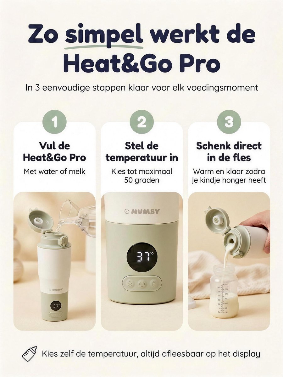 Numsy Heat & Go Pro, draadloos en 380 ml thumbnail 5