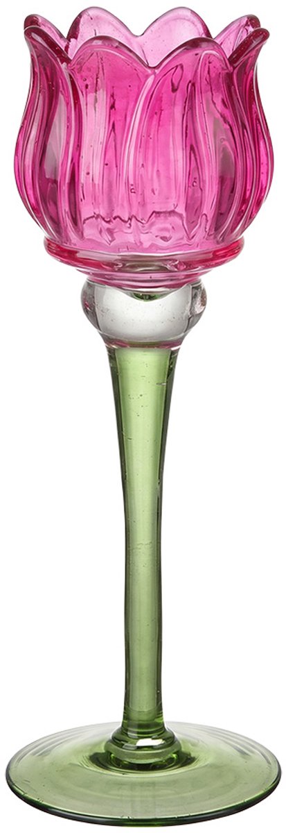 Clayre & Eef Waxinelichthouder Roze Glas