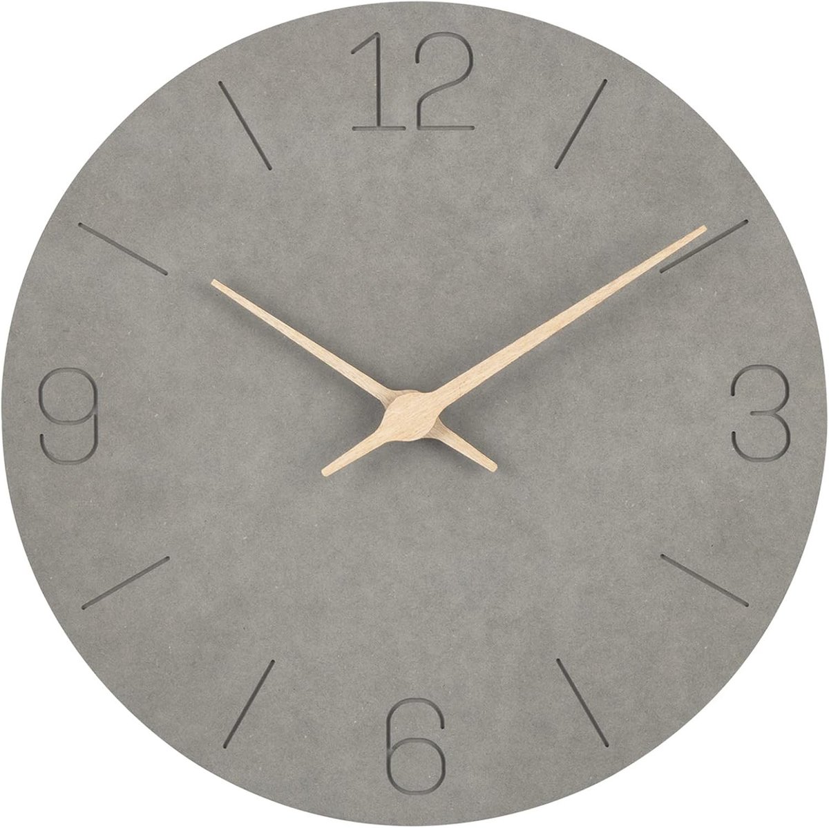 Wandklok - Grijs - 30 cm - Houten Stille Klok - Voor Keuken, Slaapkamer en Woonkamer