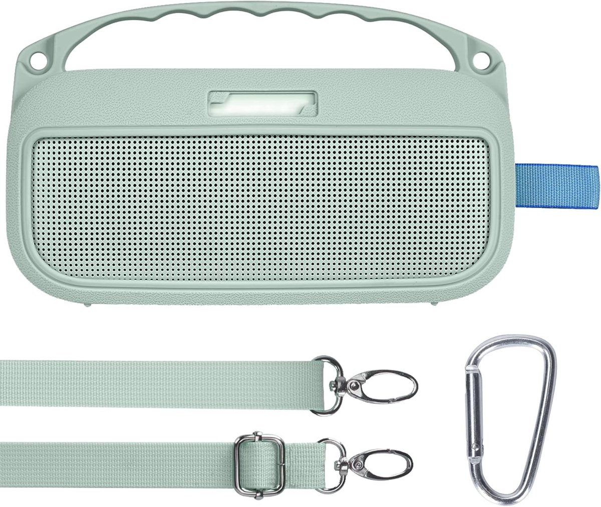 Siliconen hoes voor Bose SoundLink Flex Bluetooth speaker met schouderbanden en handvat - Mint Groen, bescherming en stijl voor draagbare audio