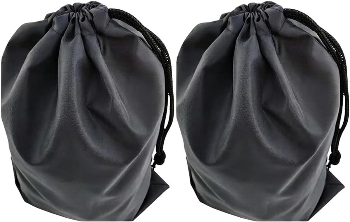 Grote Zwarte Waszak van Stevig Nylon met Trekkoord Sluiting voor Wasgoed, Herbruikbaar en Veelzijdig Gebruik, Ideaal voor Thuis en Reizen