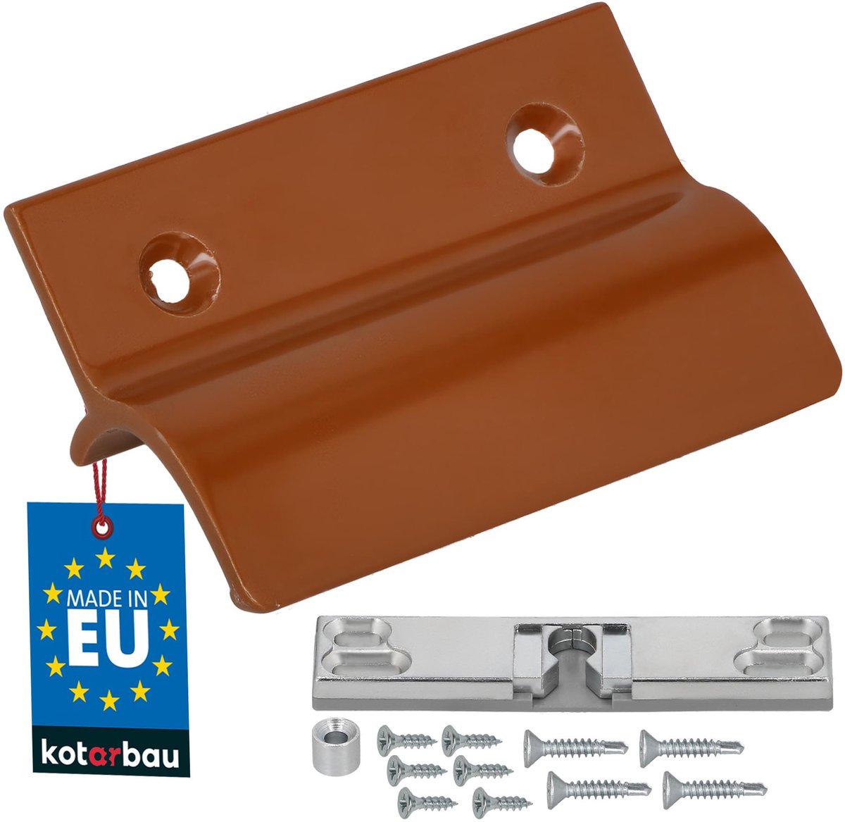 KOTARBAU® Balkondeurgreep - Terrasdeurgreep - met Balkondeur Snapper - Deurgreep Balkon - Terrasdeurgreep met Afstandhouder - Aluminium - Baksteenrood