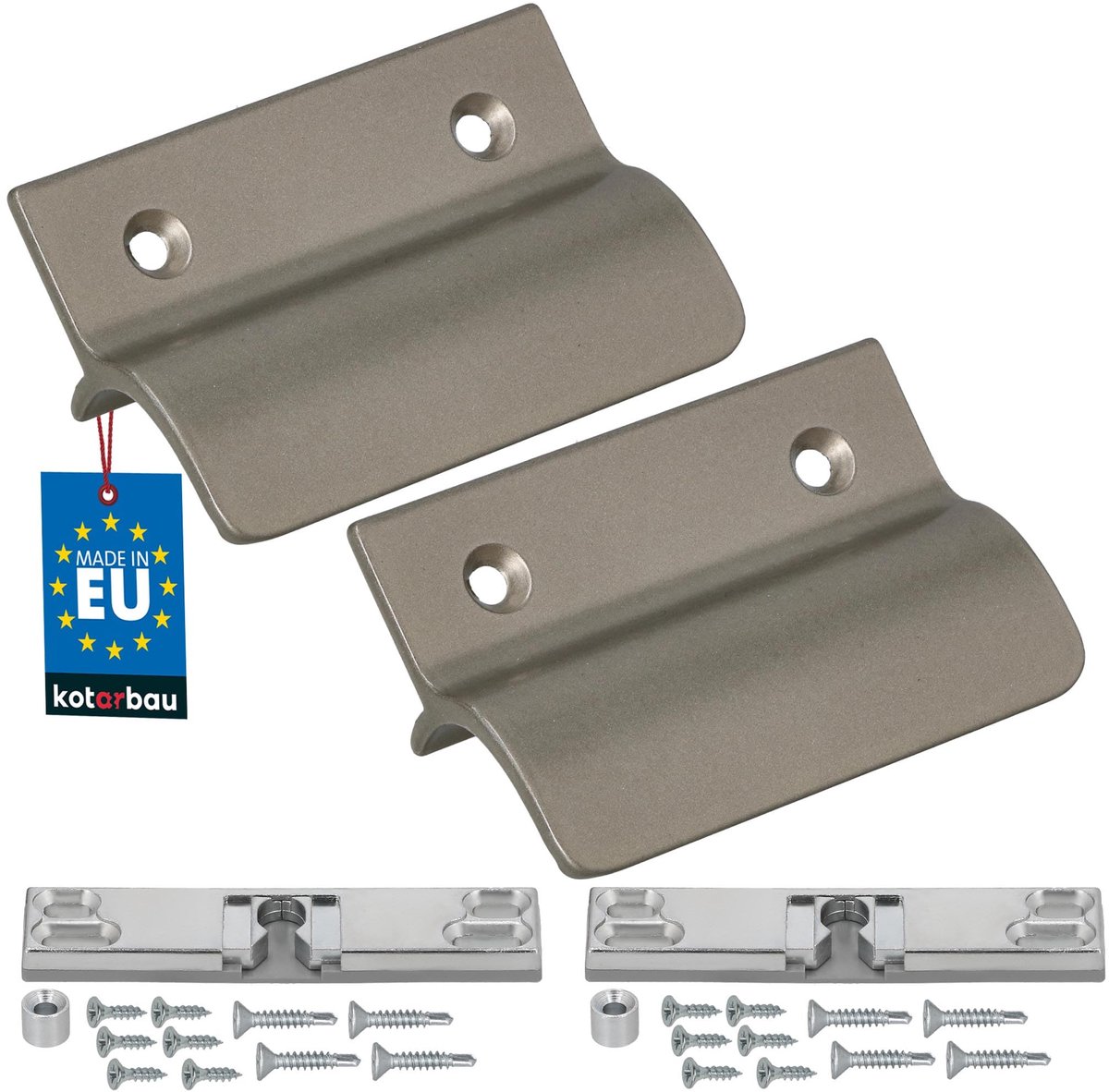 KOTARBAU® 2 Stuks - Balkondeurgreep - Terrasdeurgreep - met Balkondeur Snapper - Zilver - Deurgreep Balkon - Terrasdeurgreep met Afstandhouder - Aluminium