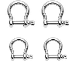 Set van 4 D-vormige ring sluitingen van roestvrij staal M8 en M10 voor zware takken, kettingen en hijs- en opslagsystemen, ideaal voor spanning en bevestiging
