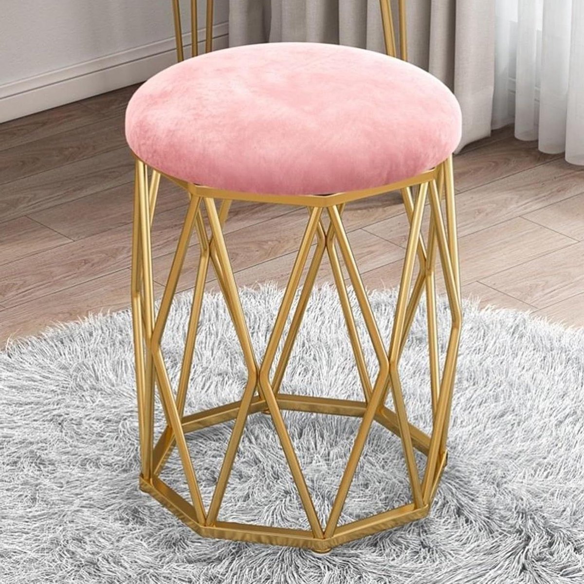 Kaptafel Kruk - Make-up Stoel Voetenbank - Ontspannen Zitten - Gewatteerde Spons Zitting - 35 x 40 x 43 cm