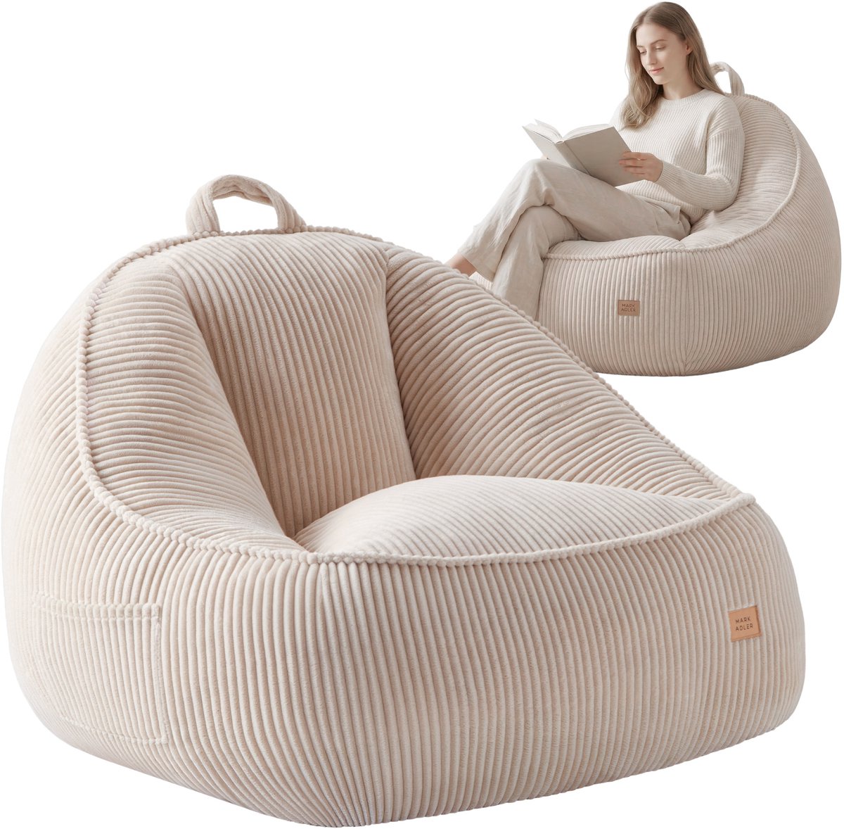 Mark Adler Comfy 4.0 Zitzak met Rugleuning - Zitzak Stoel - Loungestoel - Beige