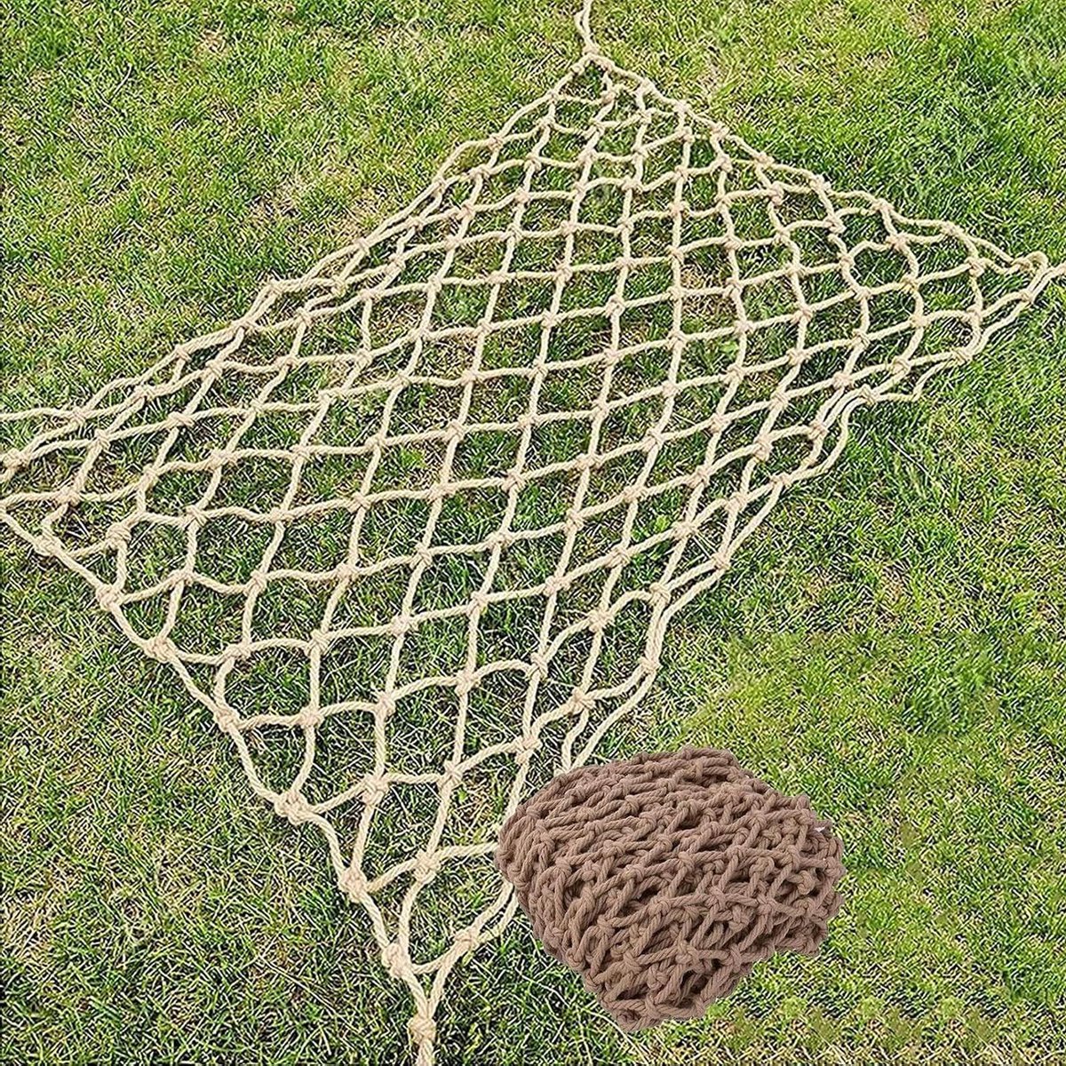 Veiligheidsnet Jute - Beschermnet Huisdier - Veiligheid Balkon - Handgemaakt Hennep Touw - 5x9m 12cm Mesh - Natuurlijk