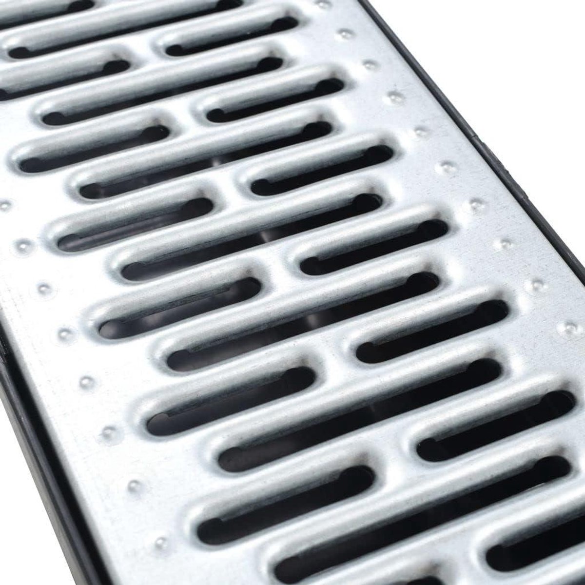 Ontwateringsgoot Set - Afvoergoot Bodemgoot - Tuin Water Afvoeren - Complete Set - 3m Lengte - Zwart en Zilver